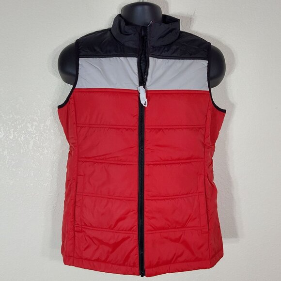 Cbuk By Cutter & Buck Womens Puffer Vest Medium Red, Gray & Black Colorblock - Picture 10 of 10
